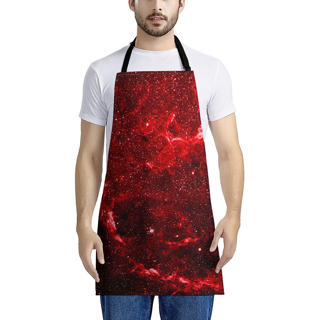 Red Stardust Universe Galaxy Space Print Apron