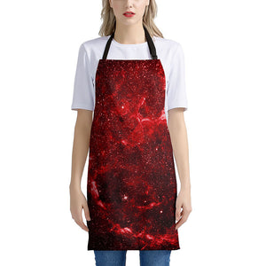 Red Stardust Universe Galaxy Space Print Apron