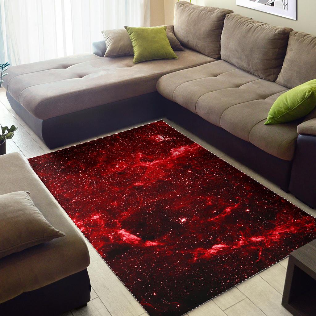 Red Stardust Universe Galaxy Space Print Area Rug GearFrost