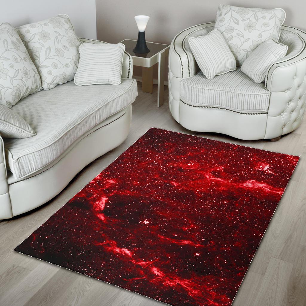 Red Stardust Universe Galaxy Space Print Area Rug GearFrost