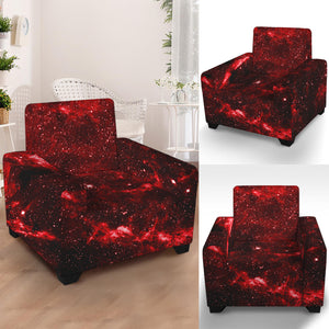 Red Stardust Universe Galaxy Space Print Armchair Slipcover