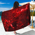 Red Stardust Universe Galaxy Space Print Beach Sarong Wrap
