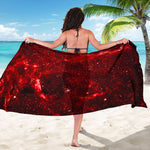 Red Stardust Universe Galaxy Space Print Beach Sarong Wrap