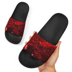Red Stardust Universe Galaxy Space Print Black Slide Sandals