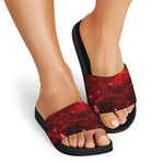 Red Stardust Universe Galaxy Space Print Black Slide Sandals