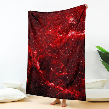 Red Stardust Universe Galaxy Space Print Blanket