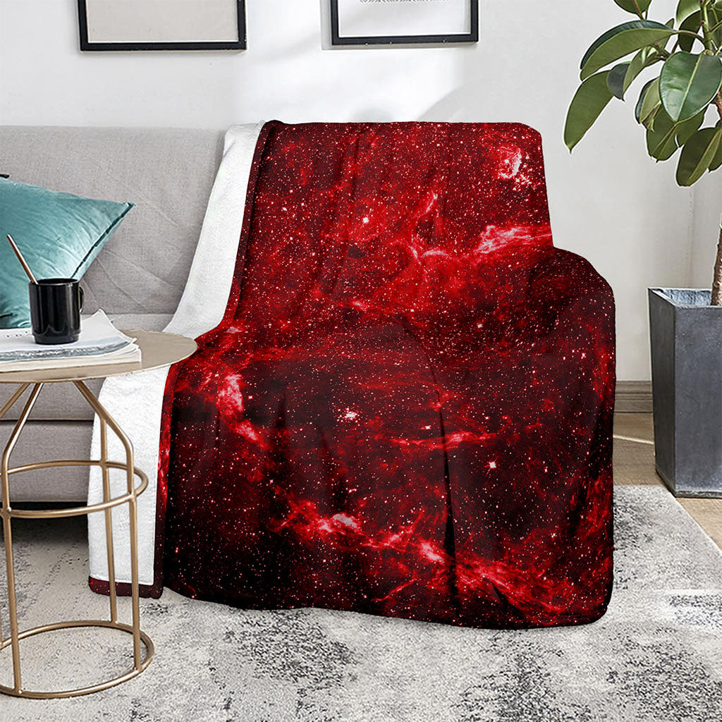 Red Stardust Universe Galaxy Space Print Blanket