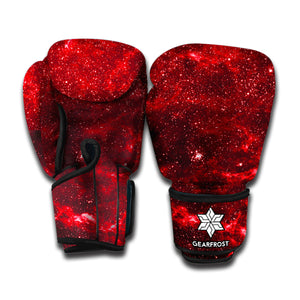 Red Stardust Universe Galaxy Space Print Boxing Gloves