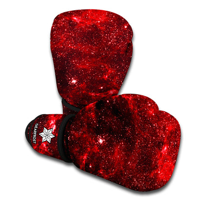 Red Stardust Universe Galaxy Space Print Boxing Gloves
