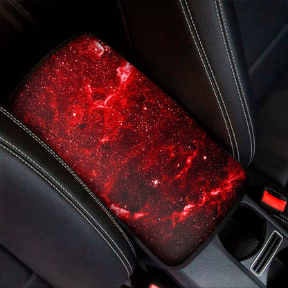 Red Stardust Universe Galaxy Space Print Car Center Console Cover