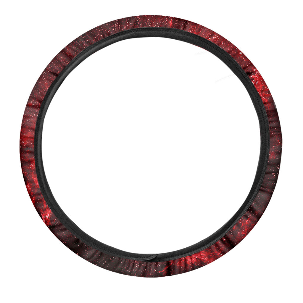 Red Stardust Universe Galaxy Space Print Car Steering Wheel Cover