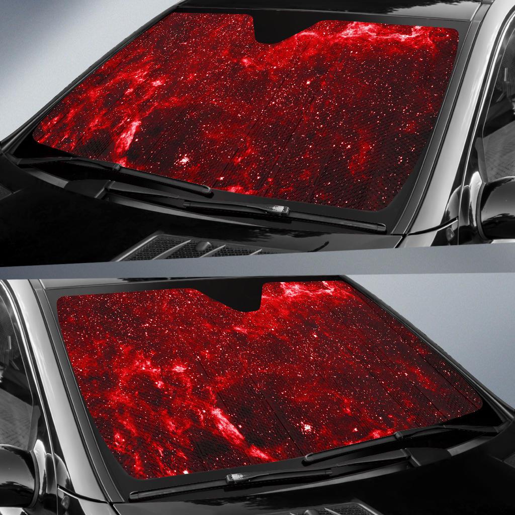 Red Stardust Universe Galaxy Space Print Car Sun Shade GearFrost