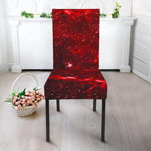 Red Stardust Universe Galaxy Space Print Dining Chair Slipcover