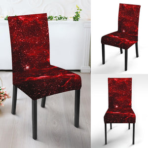 Red Stardust Universe Galaxy Space Print Dining Chair Slipcover