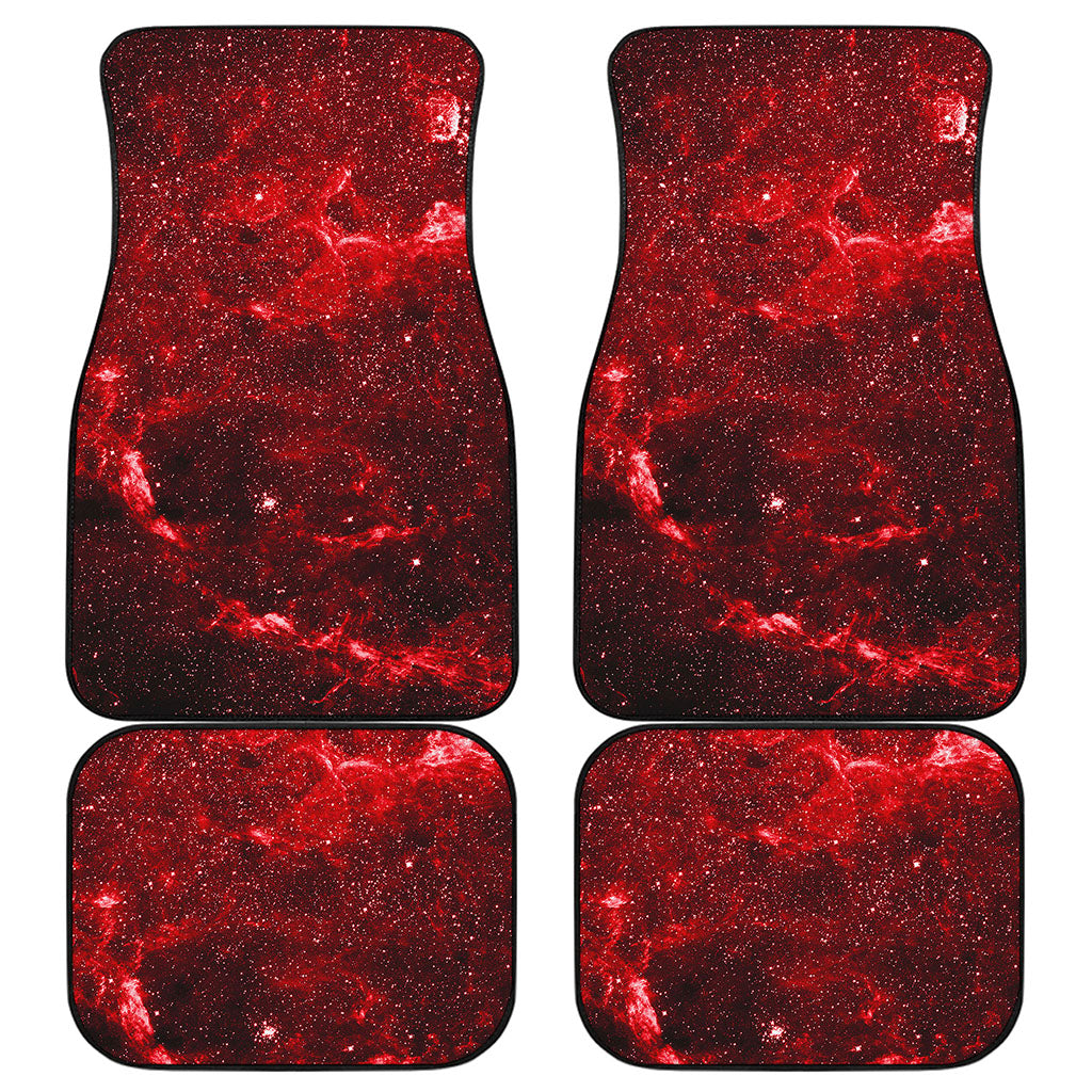 Red Stardust Universe Galaxy Space Print Front and Back Car Floor Mats