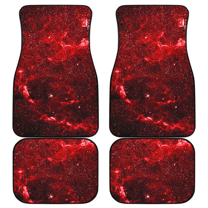 Red Stardust Universe Galaxy Space Print Front and Back Car Floor Mats