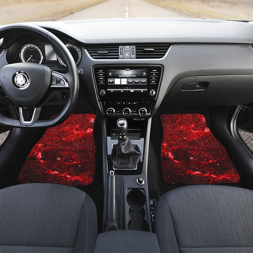 Red Stardust Universe Galaxy Space Print Front and Back Car Floor Mats