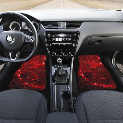 Red Stardust Universe Galaxy Space Print Front and Back Car Floor Mats