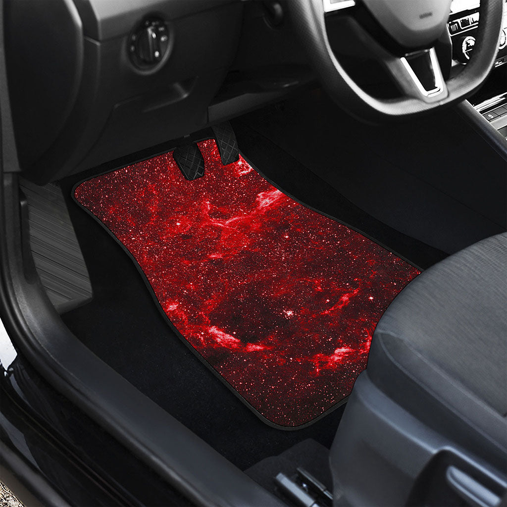 Red Stardust Universe Galaxy Space Print Front and Back Car Floor Mats