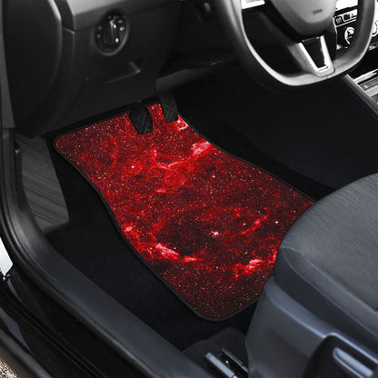 Red Stardust Universe Galaxy Space Print Front and Back Car Floor Mats