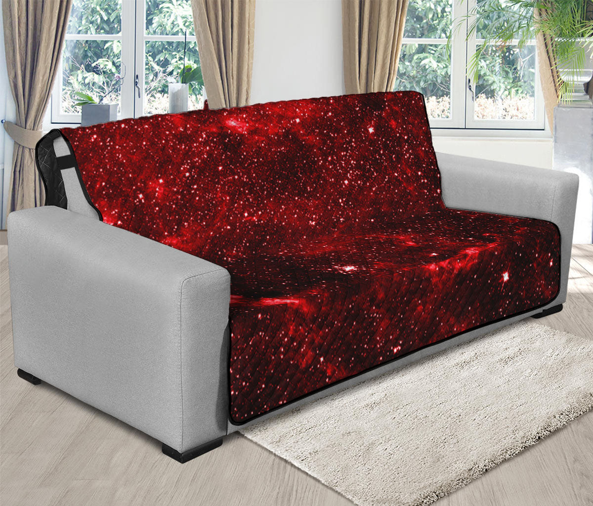 Red Stardust Universe Galaxy Space Print Futon Protector