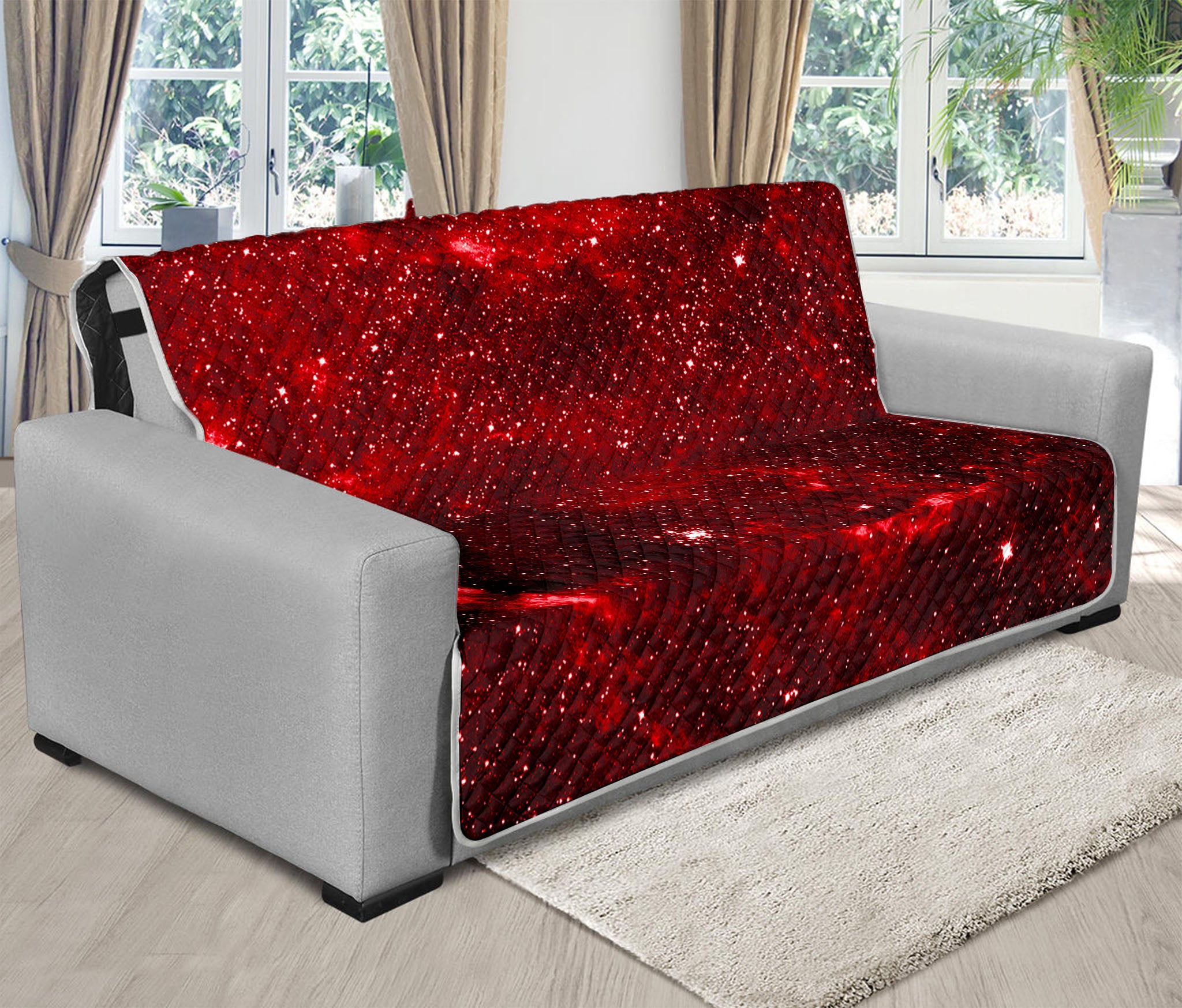 Red Stardust Universe Galaxy Space Print Futon Protector