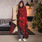 Red Stardust Universe Galaxy Space Print Hooded Blanket