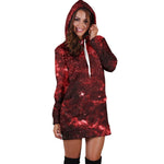 Red Stardust Universe Galaxy Space Print Hoodie Dress GearFrost
