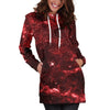 Red Stardust Universe Galaxy Space Print Hoodie Dress GearFrost