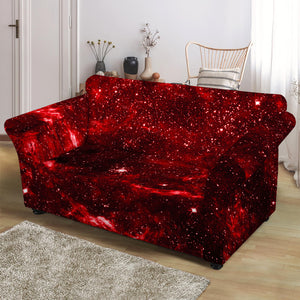 Red Stardust Universe Galaxy Space Print Loveseat Slipcover