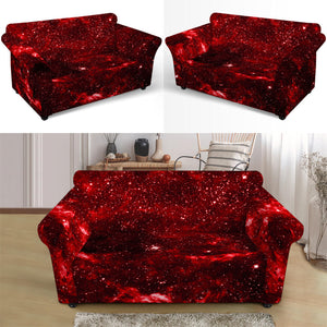 Red Stardust Universe Galaxy Space Print Loveseat Slipcover