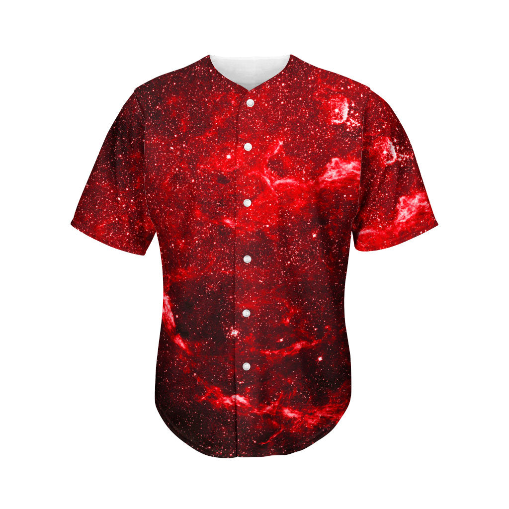 Red Stardust Universe Galaxy Space Print Men's Baseball Jersey