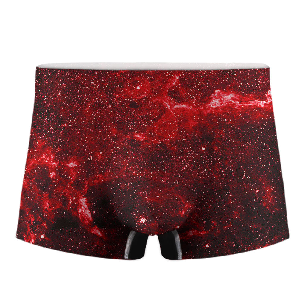 Red Stardust Universe Galaxy Space Print Men's Boxer Briefs