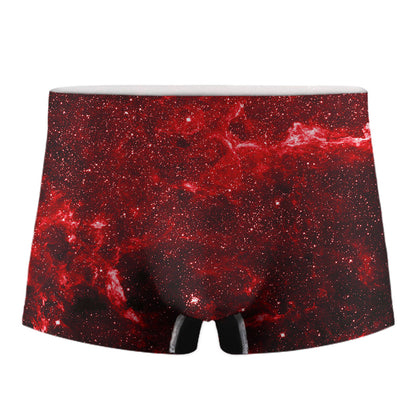 Red Stardust Universe Galaxy Space Print Men's Boxer Briefs