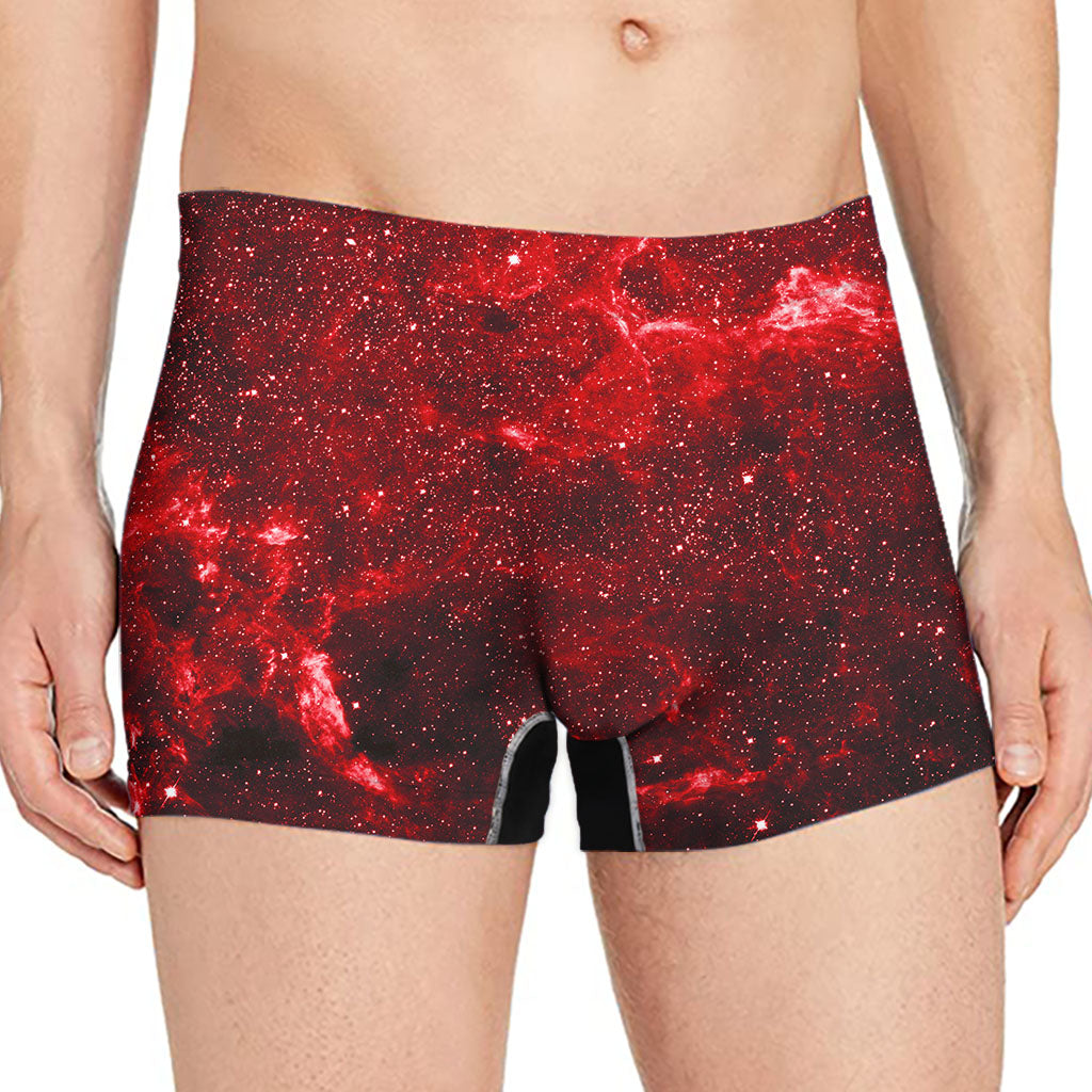 Red Stardust Universe Galaxy Space Print Men's Boxer Briefs