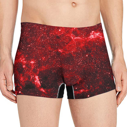 Red Stardust Universe Galaxy Space Print Men's Boxer Briefs