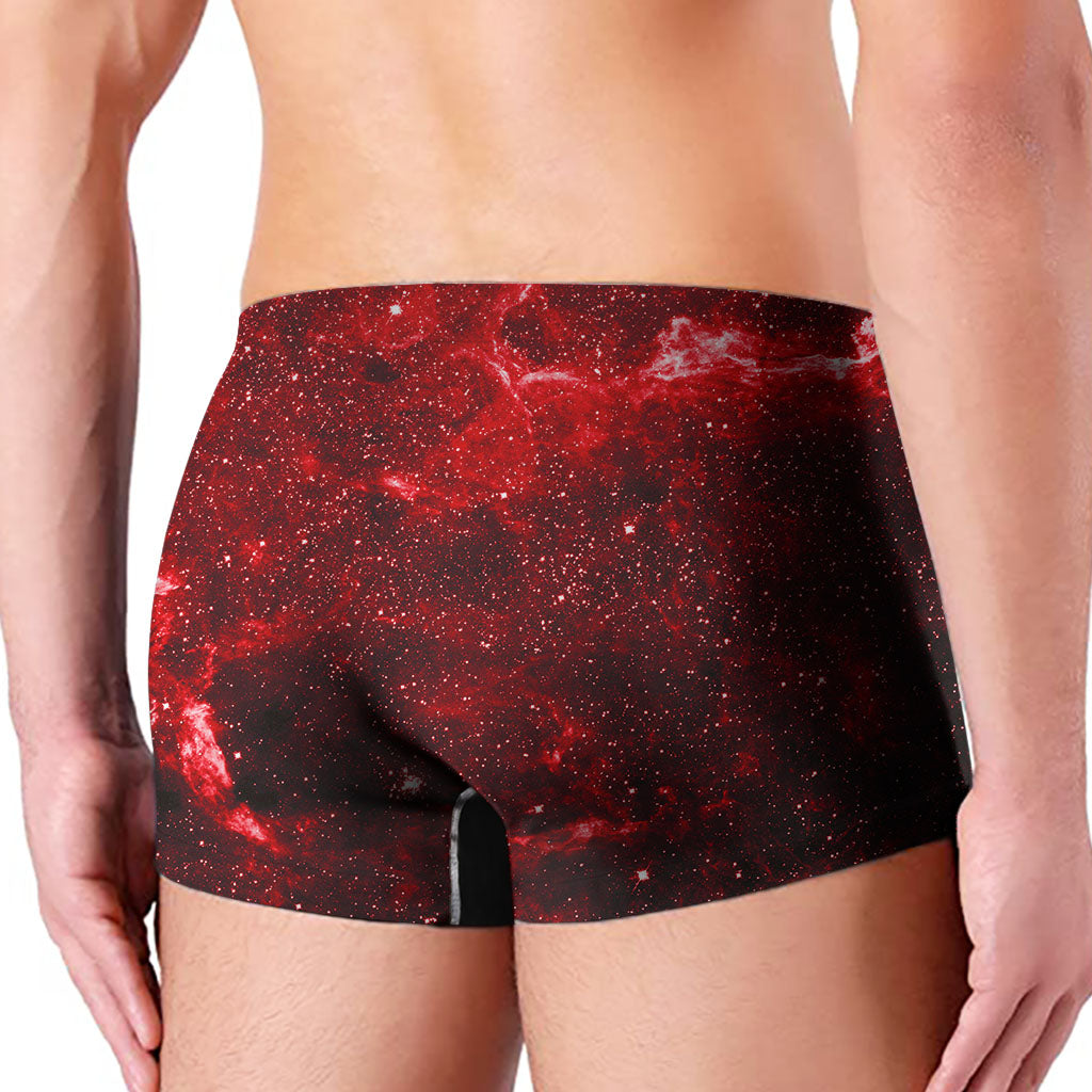 Red Stardust Universe Galaxy Space Print Men's Boxer Briefs