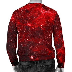 Red Stardust Universe Galaxy Space Print Men's Crewneck Sweatshirt GearFrost