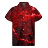 Red Stardust Universe Galaxy Space Print Men's Short Sleeve Shirt
