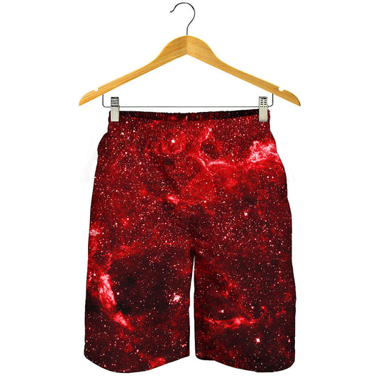 Red Stardust Universe Galaxy Space Print Men's Shorts