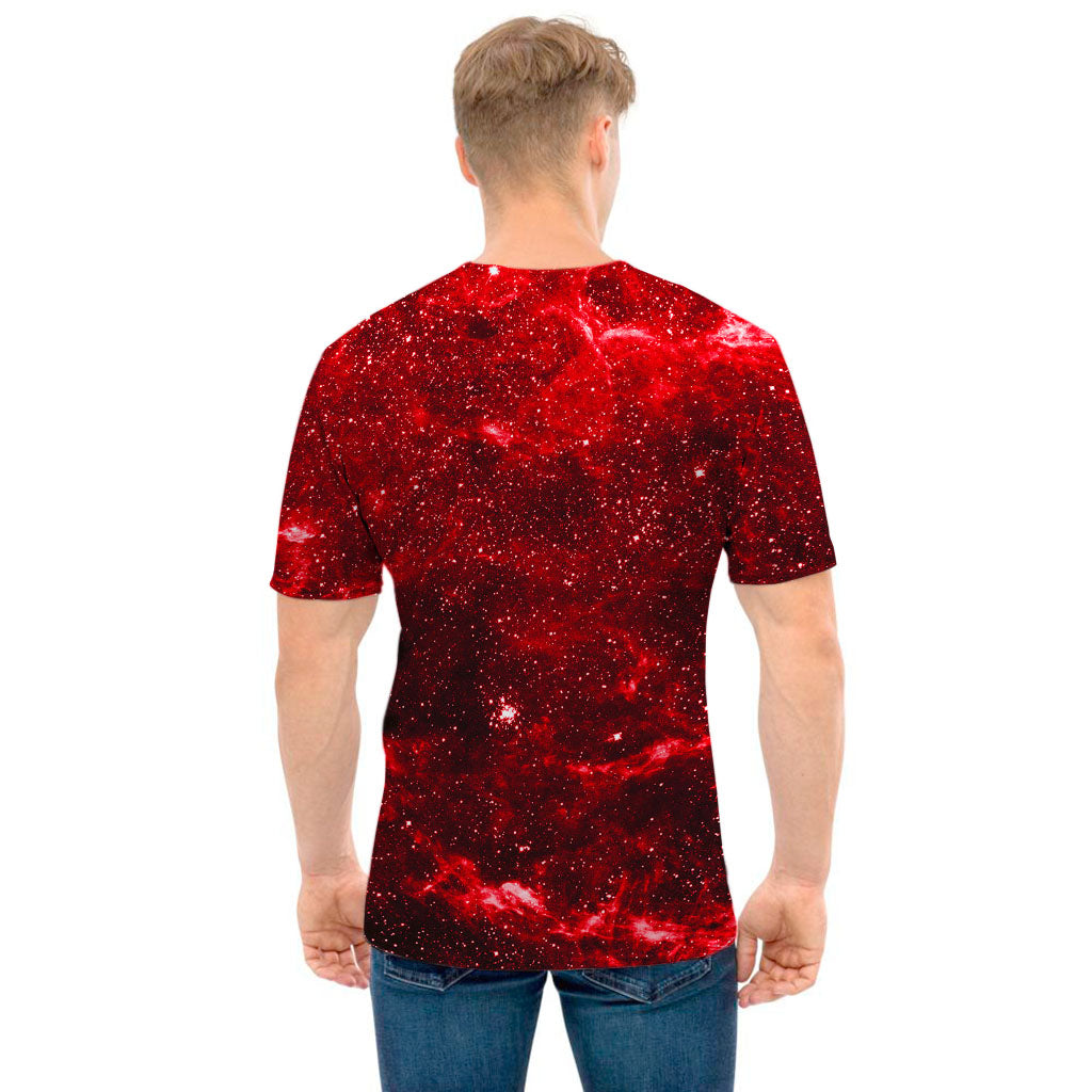 Red Stardust Universe Galaxy Space Print Men's T-Shirt