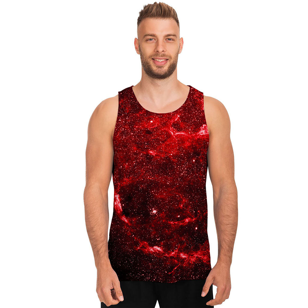 Red Stardust Universe Galaxy Space Print Men's Tank Top