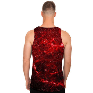 Red Stardust Universe Galaxy Space Print Men's Tank Top
