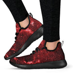 Red Stardust Universe Galaxy Space Print Mesh Knit Shoes GearFrost