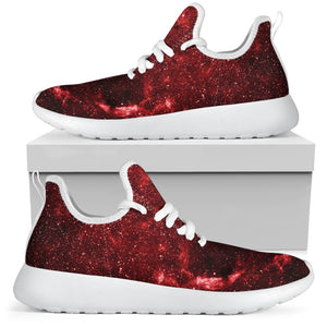 Red Stardust Universe Galaxy Space Print Mesh Knit Shoes GearFrost