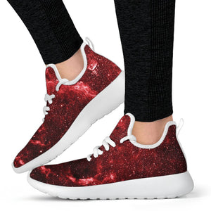 Red Stardust Universe Galaxy Space Print Mesh Knit Shoes GearFrost