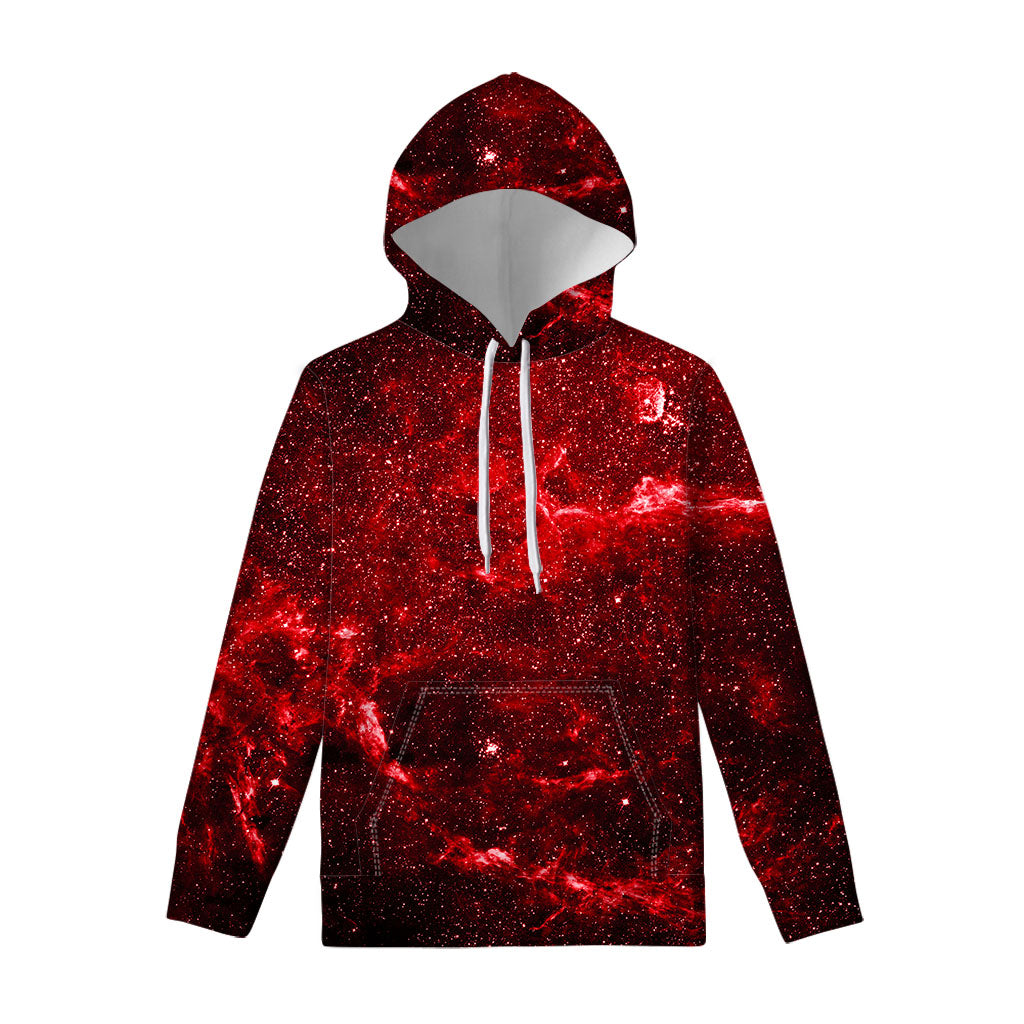 Red Stardust Universe Galaxy Space Print Pullover Hoodie