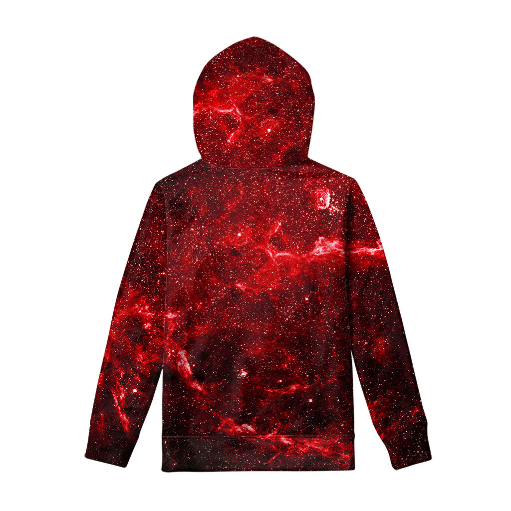 Red Stardust Universe Galaxy Space Print Pullover Hoodie GearFrost