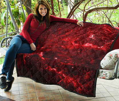Red Stardust Universe Galaxy Space Print Quilt