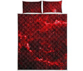 Red Stardust Universe Galaxy Space Print Quilt Bed Set